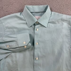 Eton Shirt Mens M 16.5 39 Blue Long Sleeve Button Up Cotton Slim Fit Dress